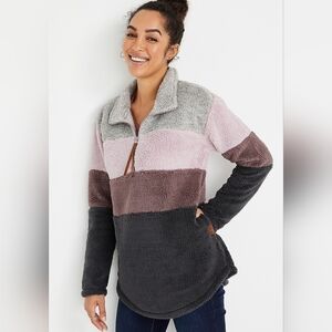 Maurice's Colorblock Sherpa Quarter-Zip Pullover - Cozy Fleece - Small